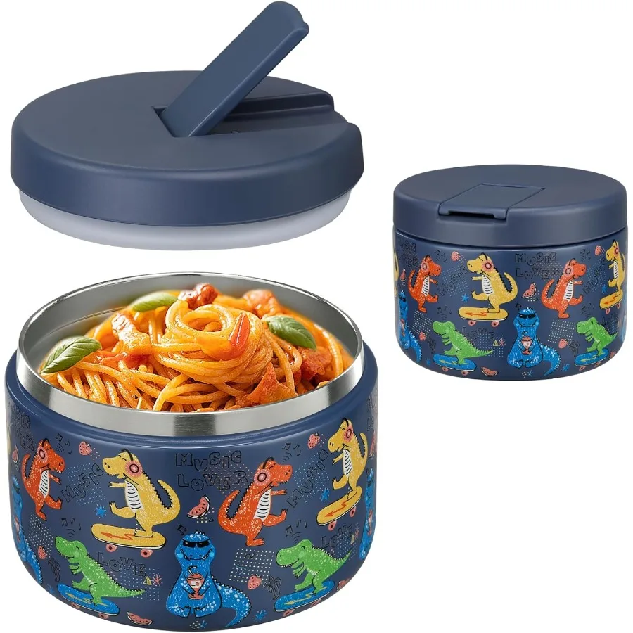Tarro de comida al vacío aislado de 12oz con tapa de hebilla, termo de sopa de boca ancha para alimentos calientes, contenedor de almuerzo de acero inoxidable a prueba de fugas, Id