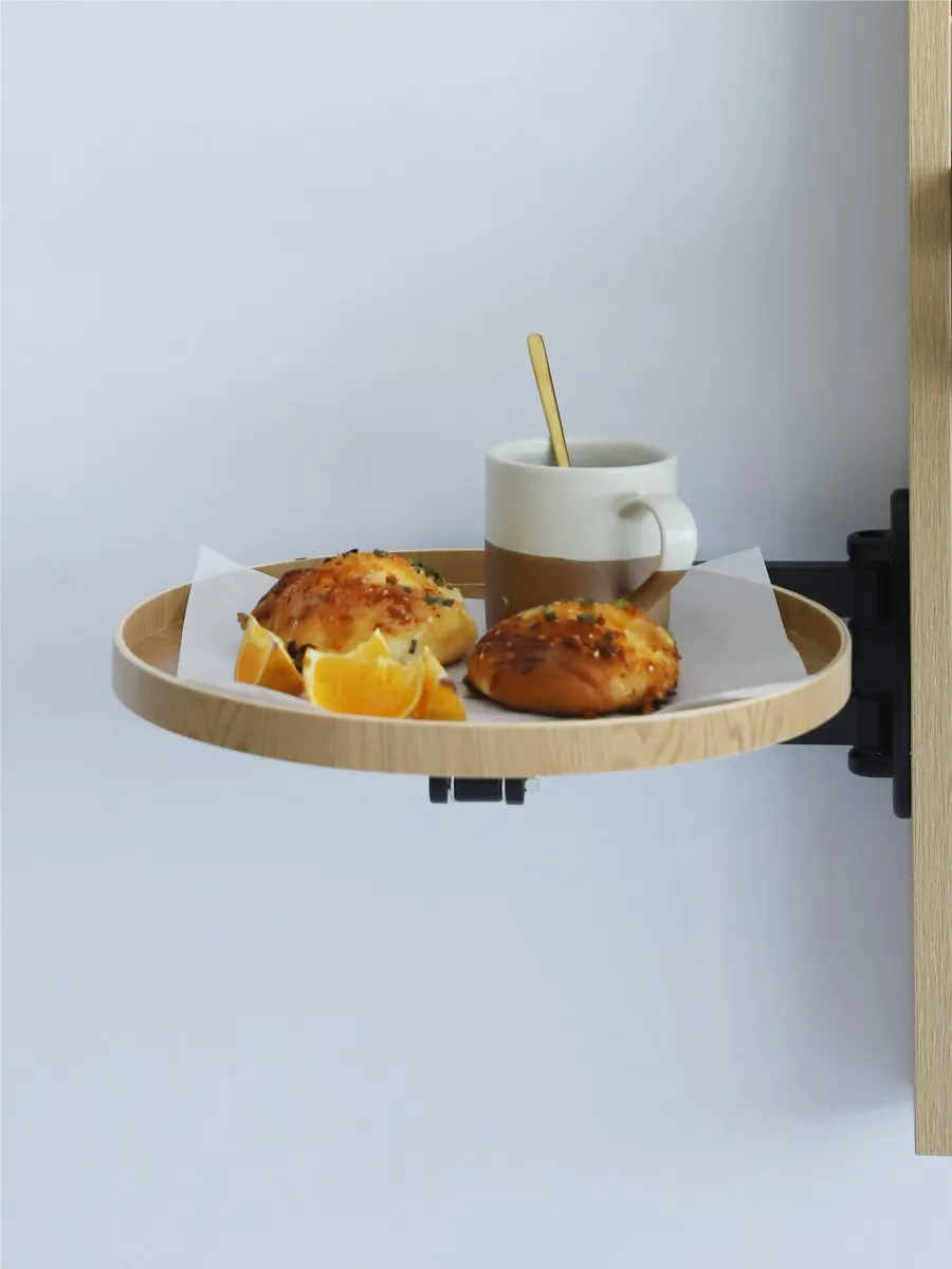 Round sofa edge wall-mounted small table, bedside corner table, removable retractable folding coffee table