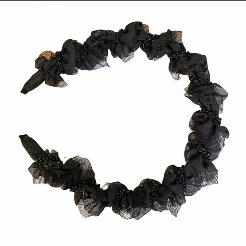 الحلو أنيقة شبكة مطوي عقال الأميرة الجنية اللؤلؤ الشعر هوب غطاء الرأس الفتيات إكسسوارات الشعر #5