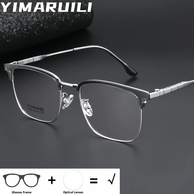 yimaruili-ビジネスマン向けチタン合金製近視・遠視・累進多焦点レンズ・反射防止加工光学メガネ-8gt