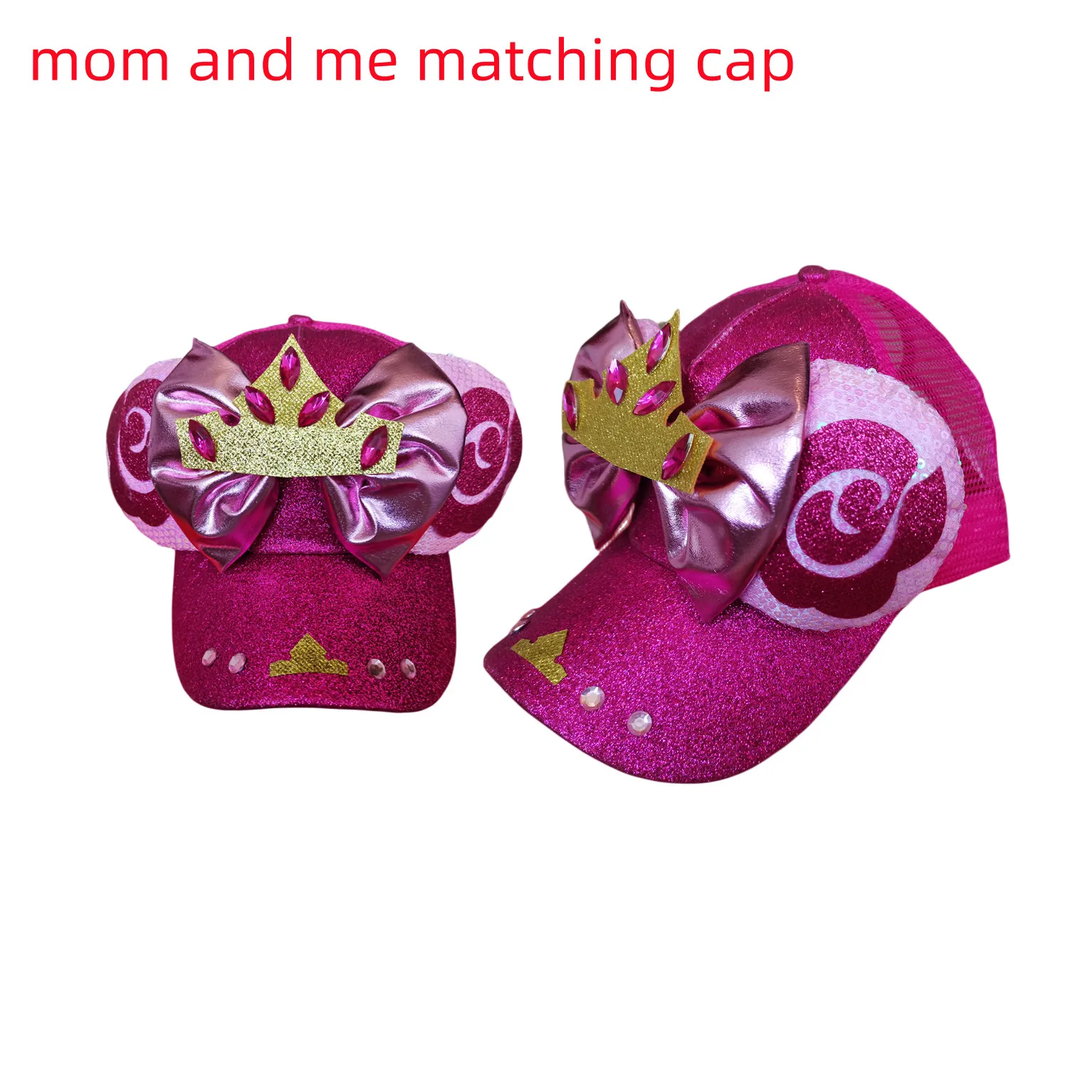 1pcs 2025 Princess Inspired Girl Cap Sequin Magical Trip Children Hat For Kid And Mom