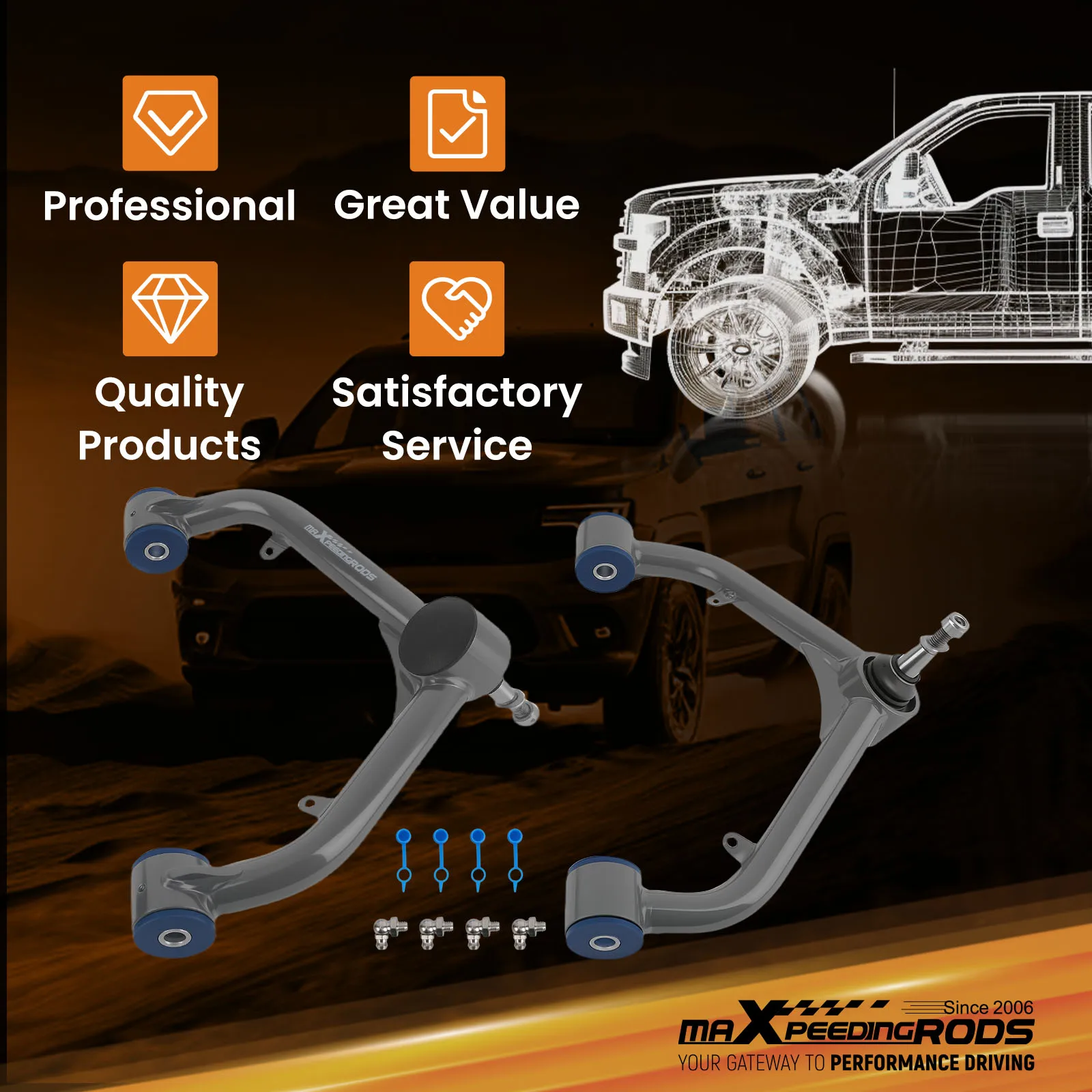 Brand New 2-4" Lift Upper Control Arms Set for GMC Sierra Silverado 2500HD 3500HD 2001-2010
