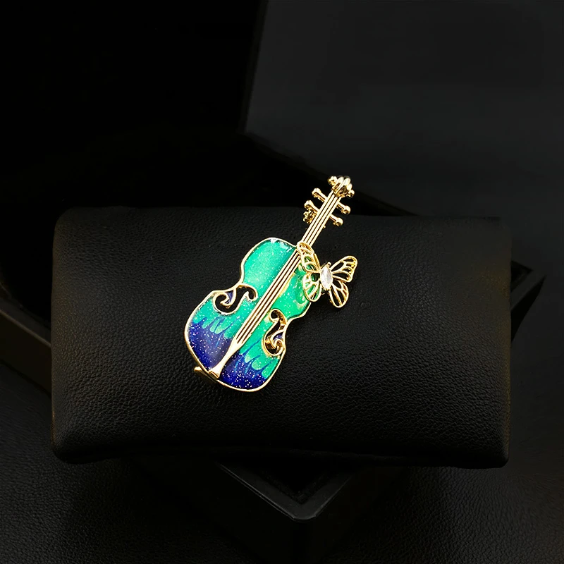 

Elegant Fantasy Violin Brooch Women's High-End Suit Romantic Accessories Pin Fixed Clothes Decoration Brooch Pins Jewelry Gifts