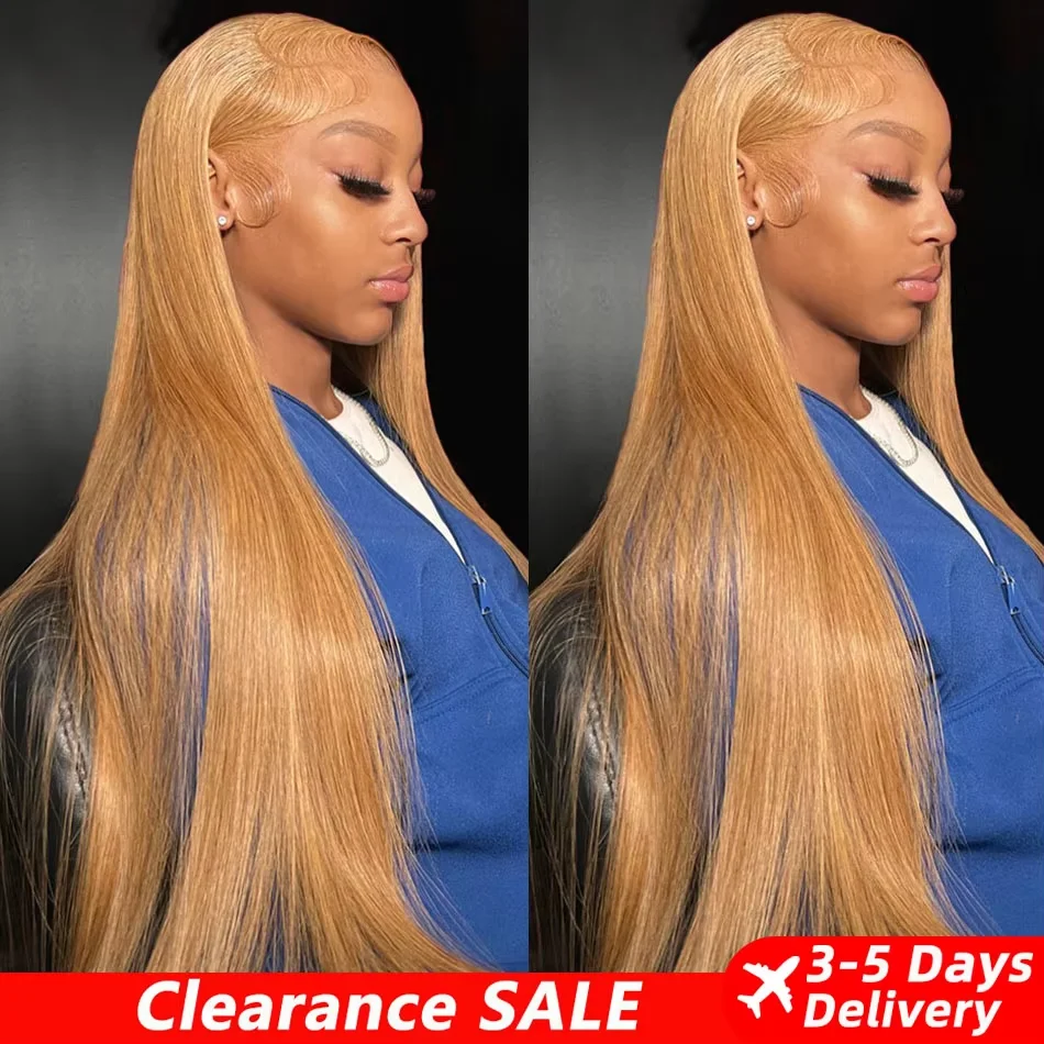 بيرو العسل شقراء 13x6 HD الدانتيل الجبهة خصلات الشعر المستعار الإنسان للنساء على التوالي # 27 لونًا بدون صمغ 13 × 4 باروكة أمامية من الدانتيل قبل التوصيل #1