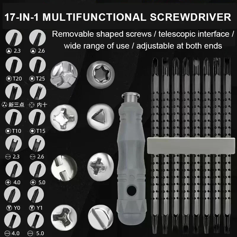 

Magnetic Screwdriver Set 13/17 in 1 Multifunctional Maintenance Manual Tool Precision Cross Double Head