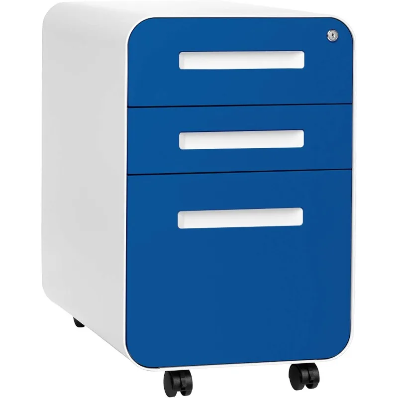 Davidson Furniture Stockpile 3 Drawer File Cabinet with Lock - Under Office Desk Metal Filing Cabinet, Legal/Letter File