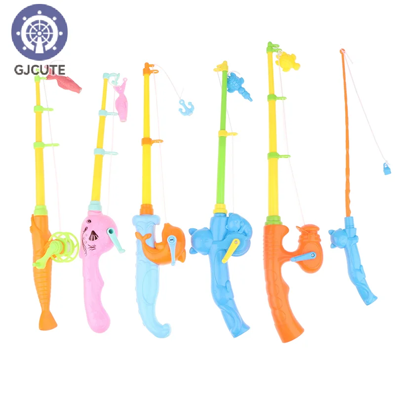 1Pcs Children Magnetic Fishing Rod With 10 Random Small Fish Bathtub Pool Water Floating Fish Toy Parent-child Interactive Toys