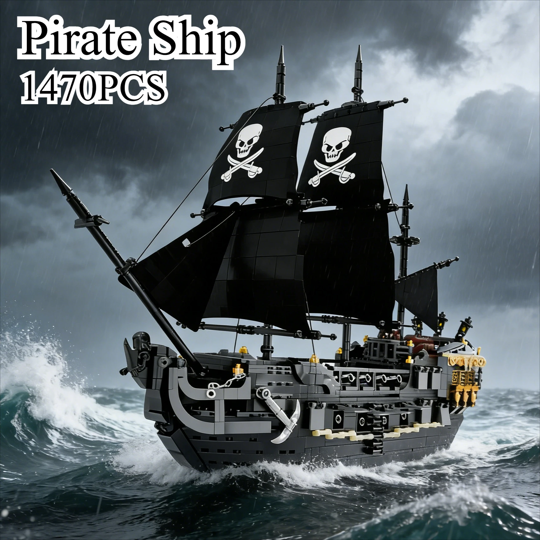 

1470PCS Pirate Ship Building Blocks Toys Sets Holiday Decorative Ornaments Bricks For Kids Adult Christmas Gifts