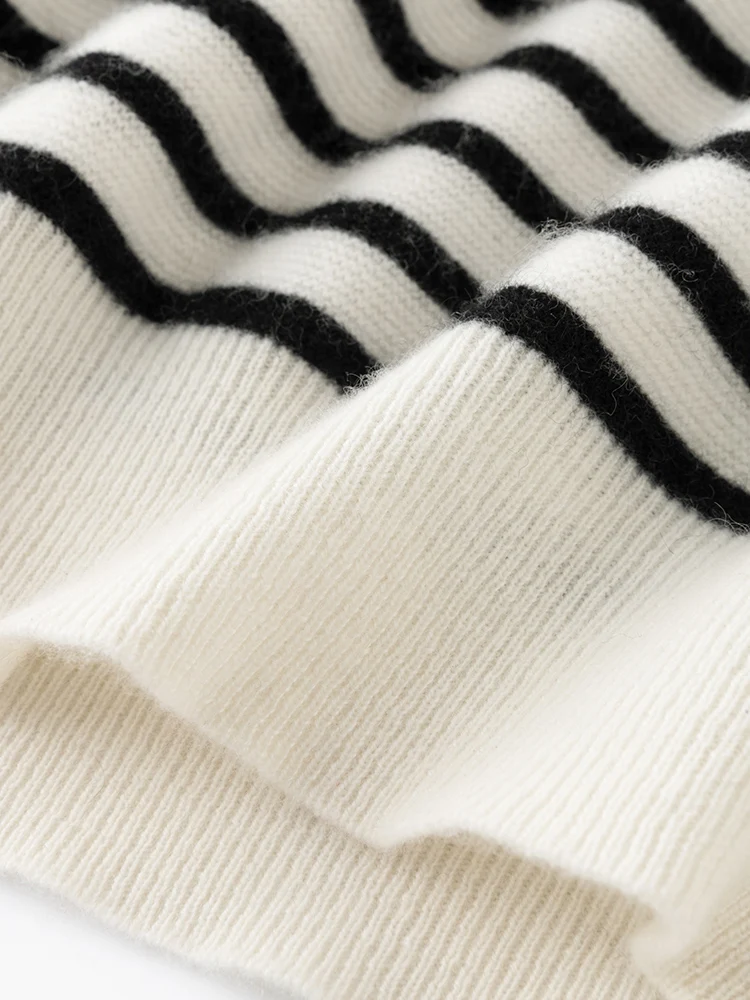 

TLOML женский 100% кашемировый свитер, осень-зима, полосатый пуловер с круглым вырезом, кашемировый трикотаж, мягкие теплые повседневные топы высокого качества