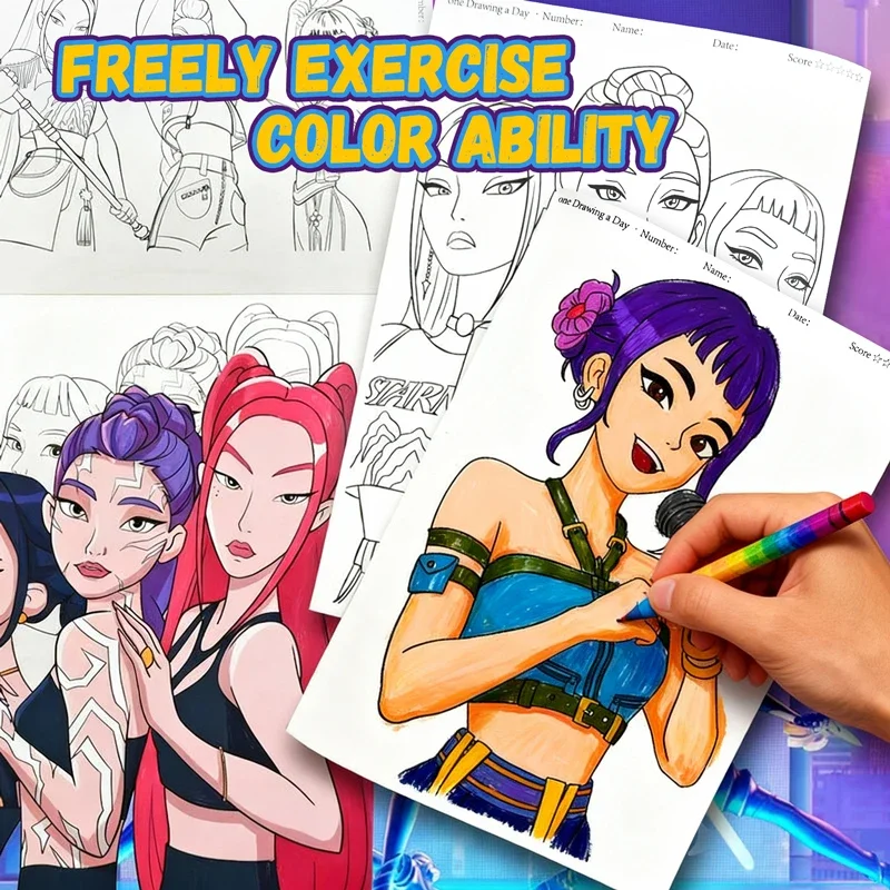 KPop شيطان الصيادين كتب التلوين الكرتون رسم نسخة ألبوم تتبع رسومات الاطفال DIY بها بنفسك اللون ملء الكتابة على الجدران كتاب الهدايا اللعب