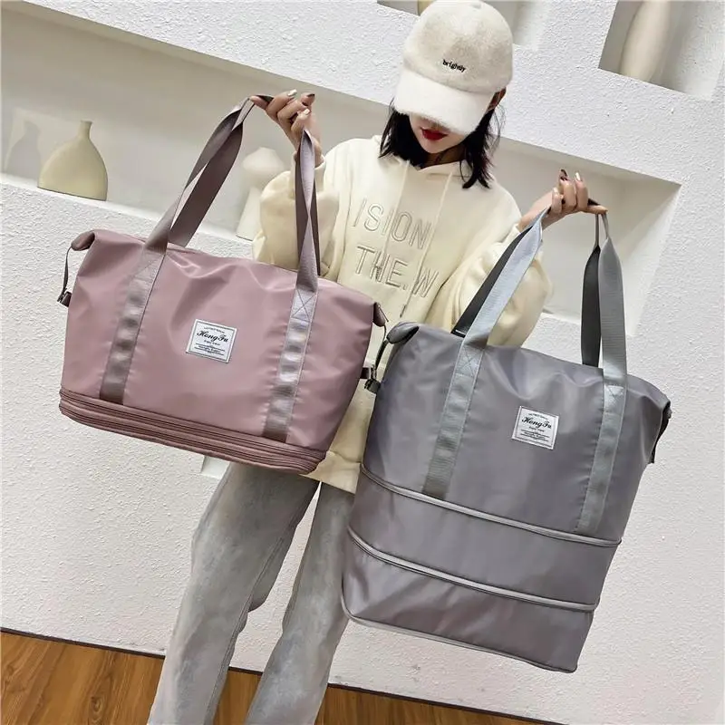 

Спортивная сумка для путешествий, женская, большая вместимость, с разделением на сухие и влажные отделения, ручная сумка, двухслойная, расширяемая, для хранения багажа