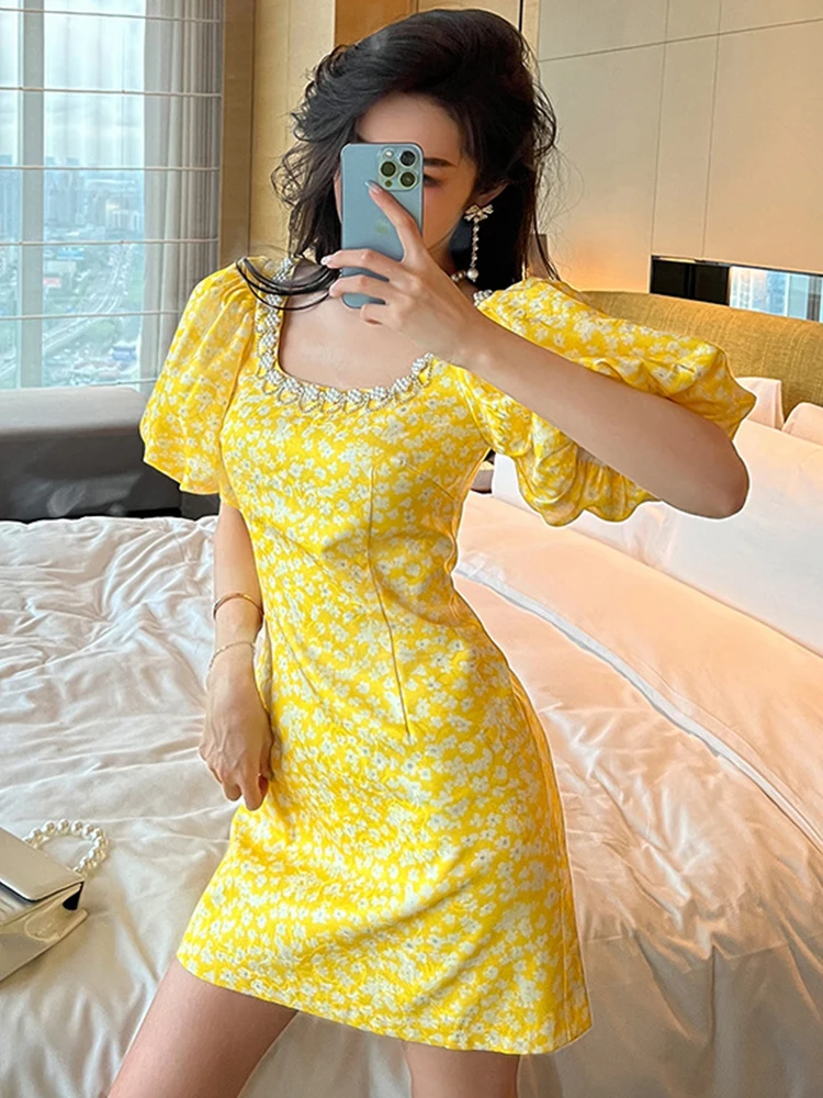 slim fit dress slacks Lady Black Tie - Khaleesi Dress - Mustard - Lace Dress with Fringe main image 0