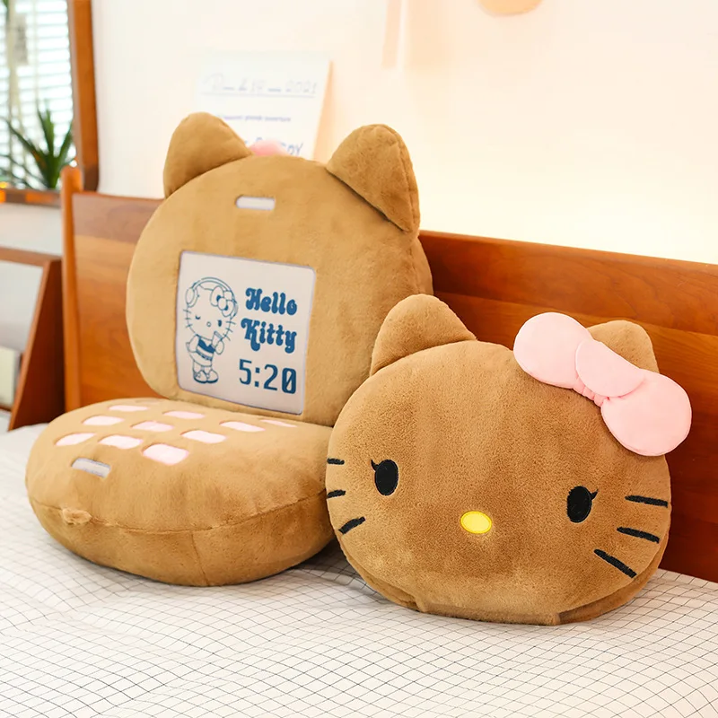 Muñeco de peluche Kawaii, almohada para teléfono con tapa de gato negro, juguete bonito para niños, regalo de cumpleaños, cojín para sofá para niñas, decoración de peluche de Animal