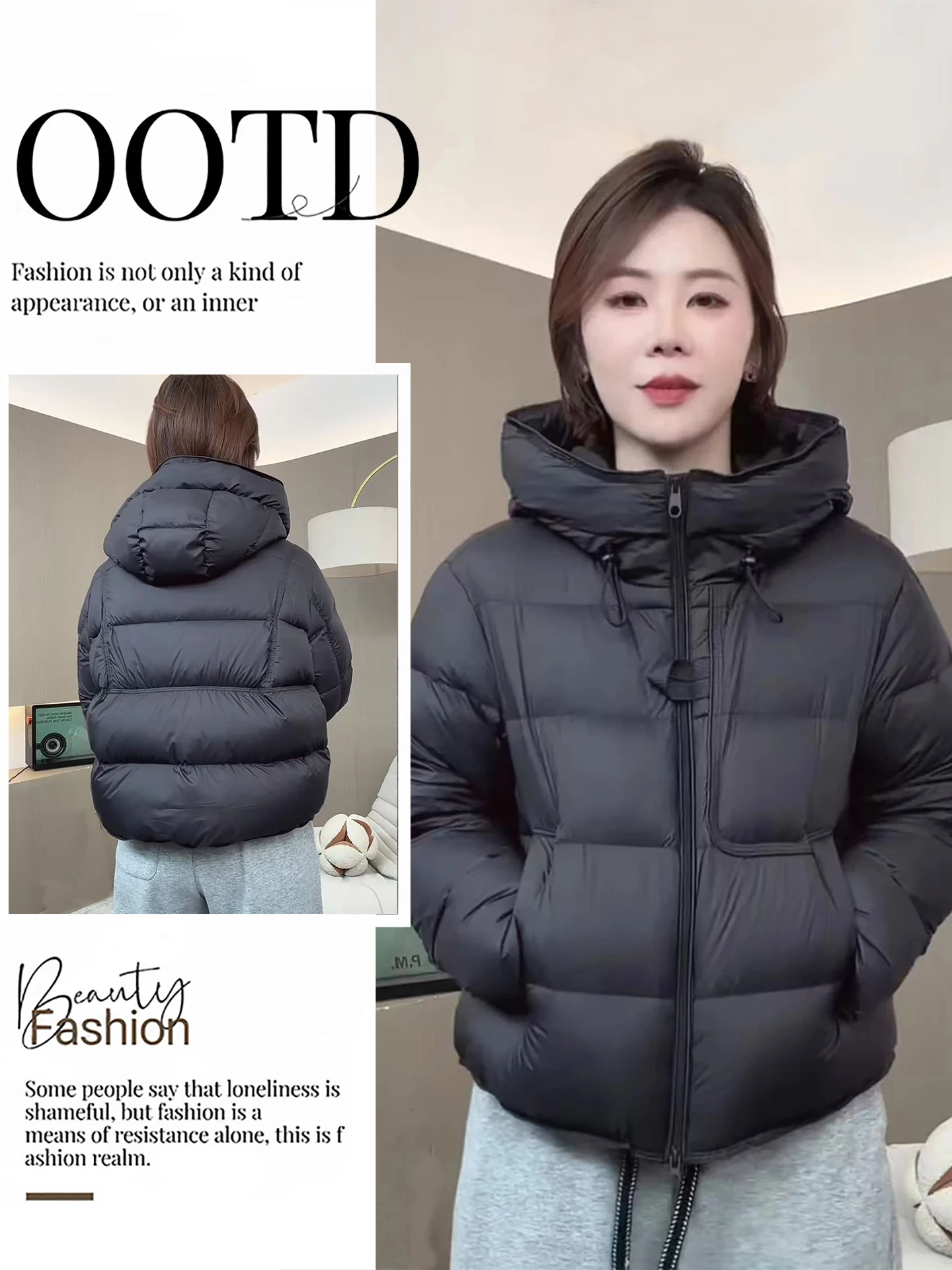 

Пышная шапка в стиле ретро, женская хлопковая куртка, модное пальто небольшого размера, элитное зимнее новое поступление, застежка-молния