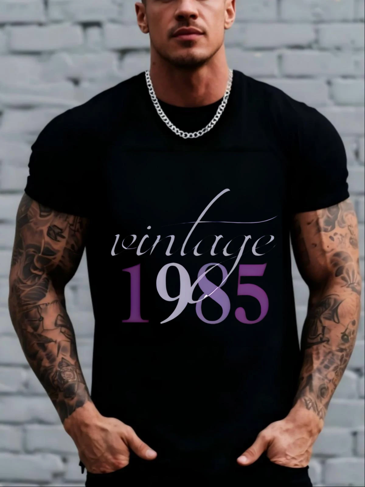 

Must - Have for Trendy Guys Valentine's Day Short - Sleeve T - Shirt Stylish Pattern Printed Loose Crew Neck Top