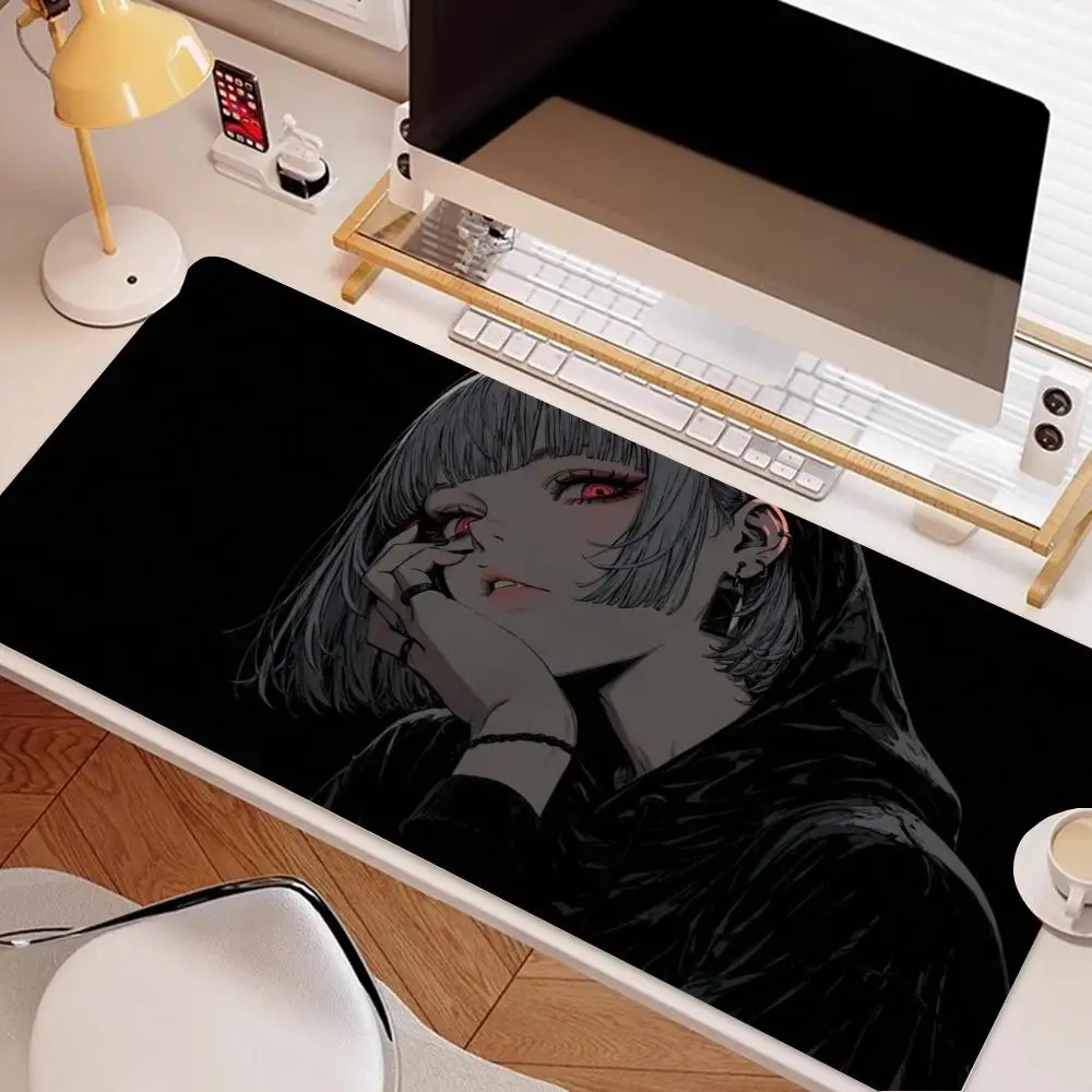 

Коврик для мыши в стиле готический панк для девочек в стиле аниме — острый черный и красный художественный настольный коврик для компьютерной работы и игр