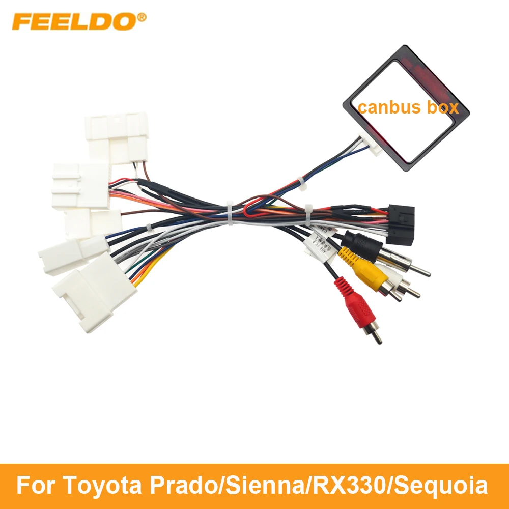 

FEELDO Car 16pin Power Cord Wiring Harness Adapter For Toyota Prado/Sienna/RX330/Sequoia/Tundra/RX300 Installation Head Uni