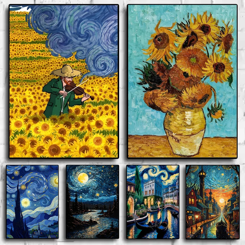 Van Gogh Masterpiece Poster HD art sticky wall waterproof home living room bedroom bar aesthetic decoration