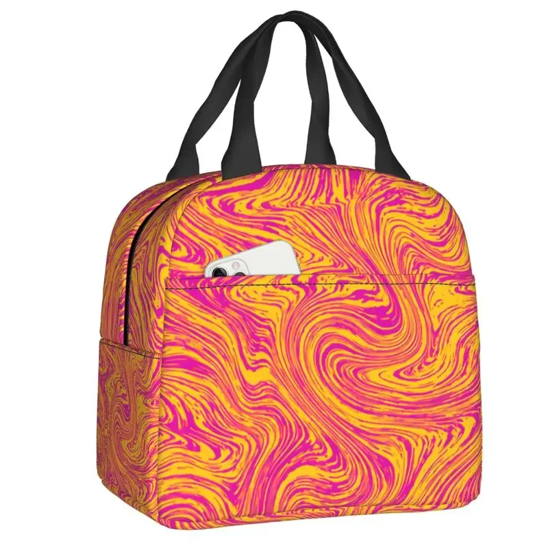 

Psychedelic Pattern Insulated Lunch Bags for Women Surreal Art Portable Cooler Thermal Food Lunch Box Outdoor Camping Travel