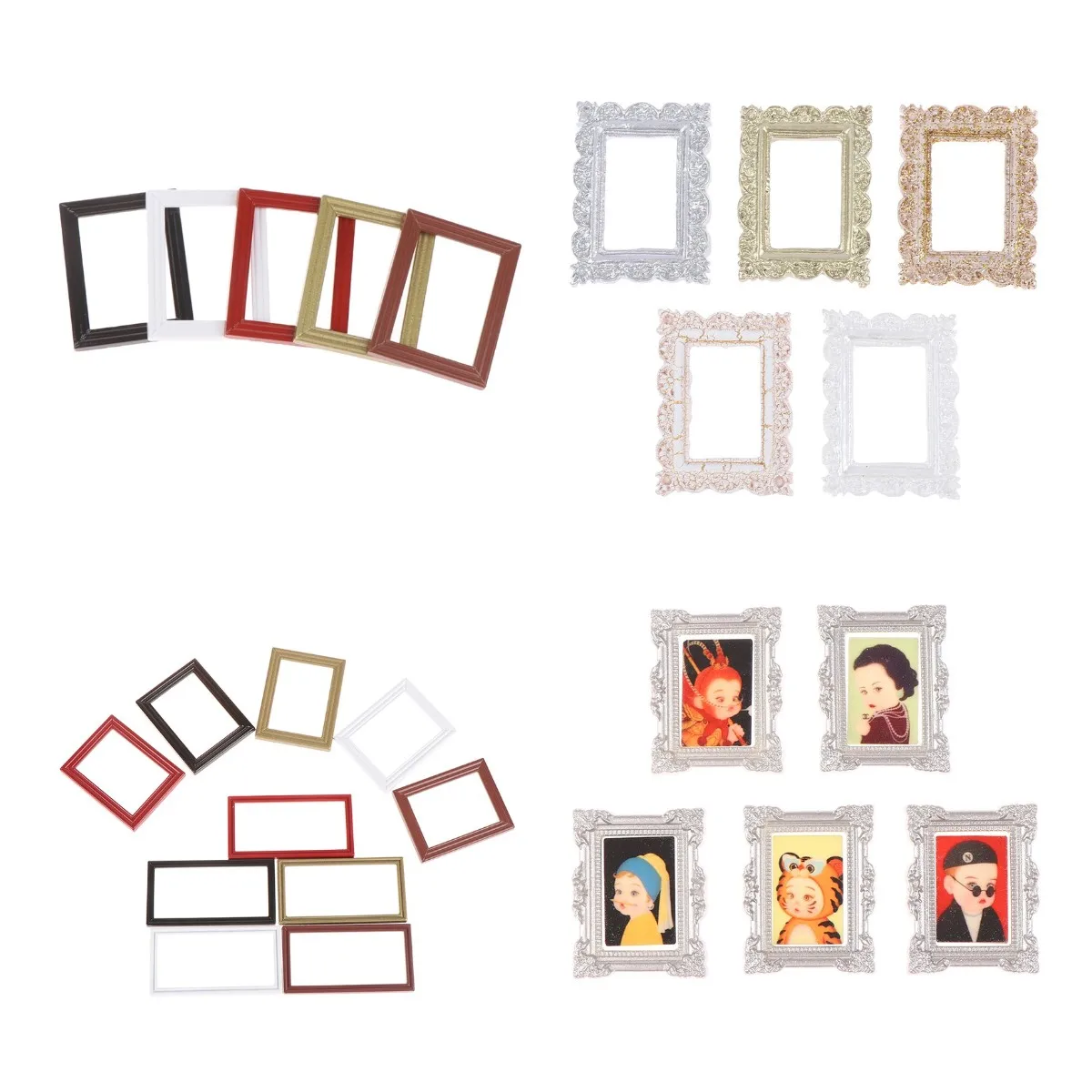 1/12 Dollhouse Miniature Accessories Resin Photo Frame Simulation Furniture Model Toy For Children Doll House Decoration