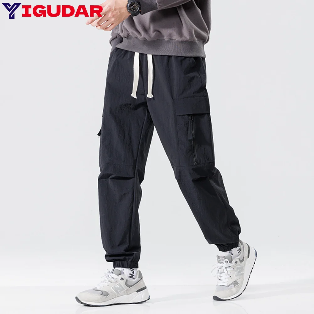 

2023 Autumn Cargo Pants Men's Pants Casual Slim Cargo Pants Sports Men's Pocket Solid Color Pants joggers pantalones hombre