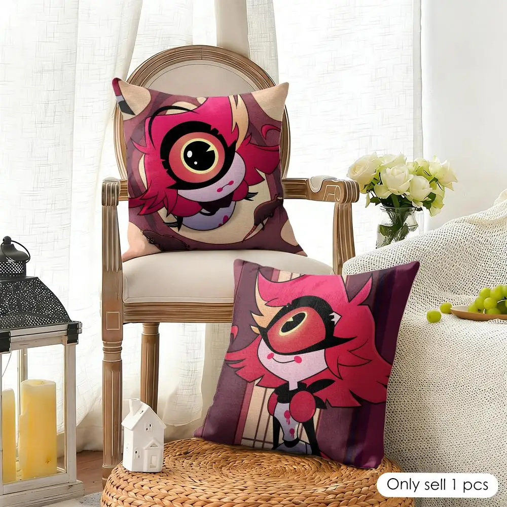 Niffty H-hazbin Hotel Cushion Cover Organic Linen Square Pillow Case Durable Non-Allergenic And Kind To Skin