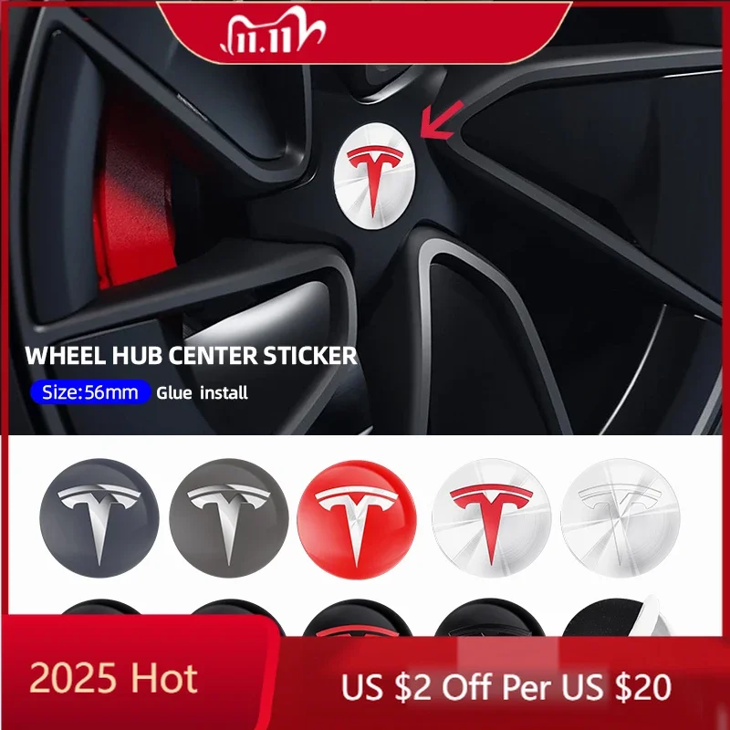 

Car Sticker 4Pcs 56mm Car Wheel Center Hub Caps Emblem Stickers Auto Rim Cover Accessories For Tesla Model 3 S X Y Roadster Spac