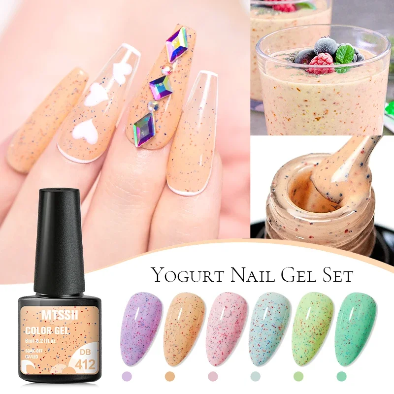 4PCS Yogurt Gel Polish Set | Manicure Nails | Semi Permanent Vernis Top Coat | UV LED Gel Varnish | Soak Off Nail Art | Gel Nail