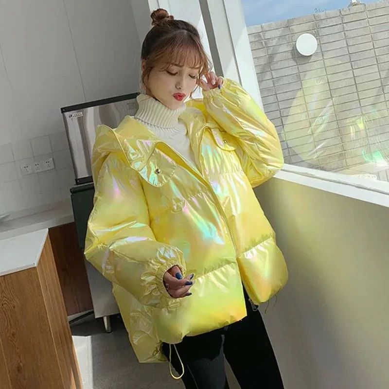 Chaqueta acolchada de algodón lavable y colorida brillante nueva versión coreana abrigo de invierno suelto diseño Sense Niche chaquetas acolchadas