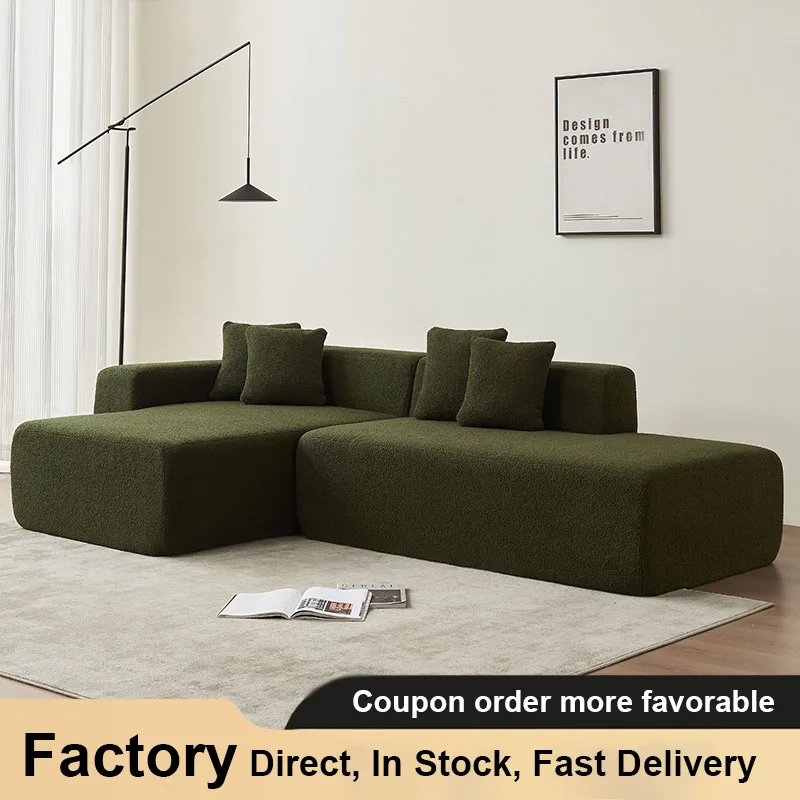 

Cloud Furniture Brand Modular Sectional Couch, Lambswool Fabric Modern L-Shape Living Room Upholstered 5-seater Corner Sofa