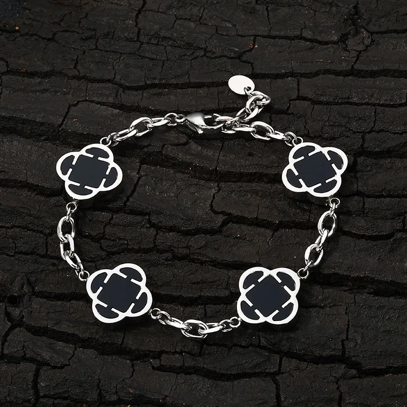 316L Stainless Steel Lucky Four Leaf Flower Bracelet Women's Chaim Three Leaf Clover Hand Chain Simple Chic Party Jewelry Gift