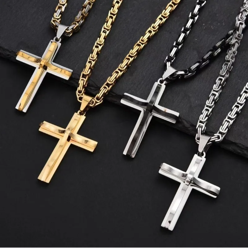 

Simple Geometric Cross Pendant Necklace For Women Men Metal Jewelry Chain Choker Fashion Jewelry