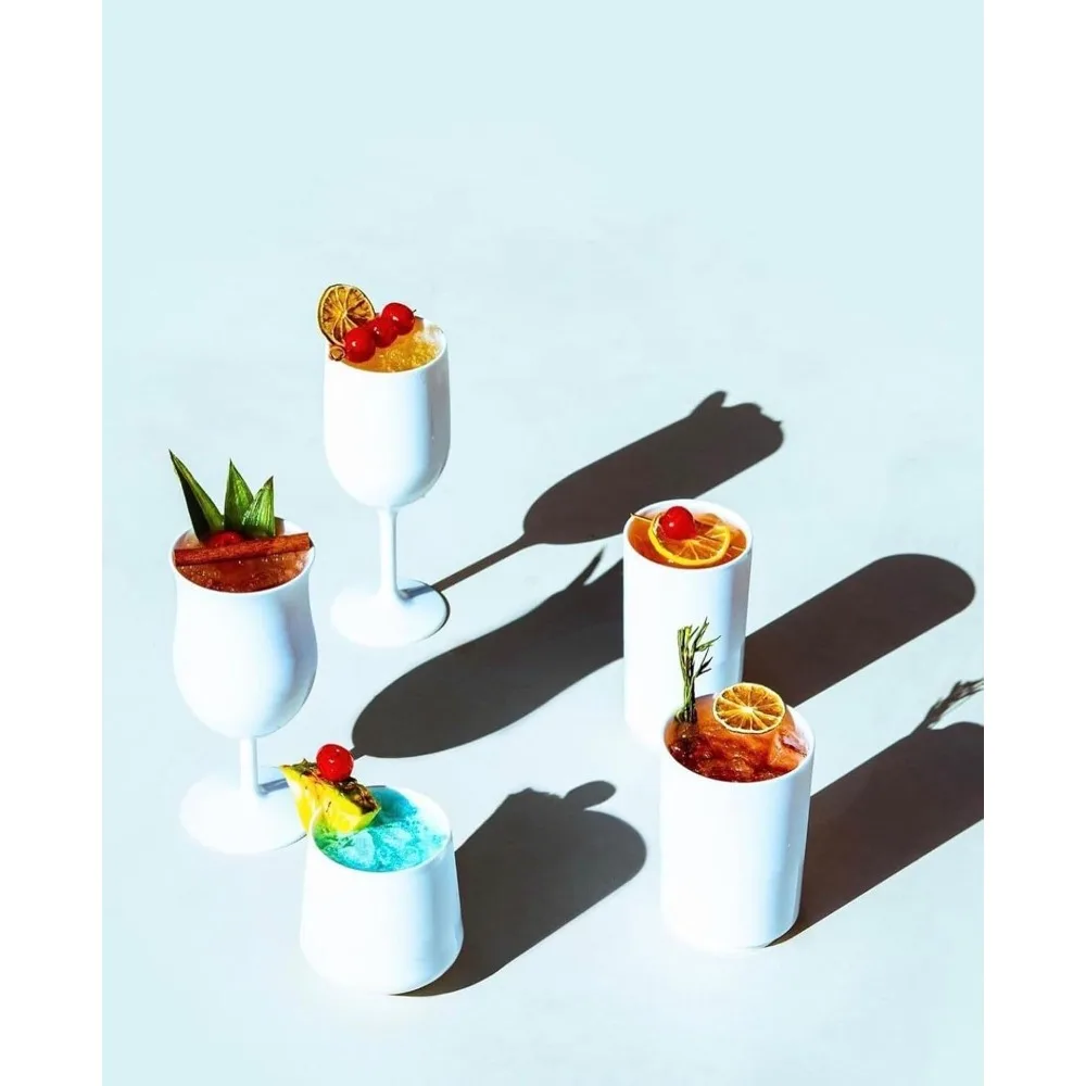 مجموعة كؤوس النبيذ غير القابلة للكسر مكونة من 4 قطع، أواني زجاجية بلاستيكية تريتان 12 أونصة للاستخدام الداخلي والخارجي، باللون الأبيض #5