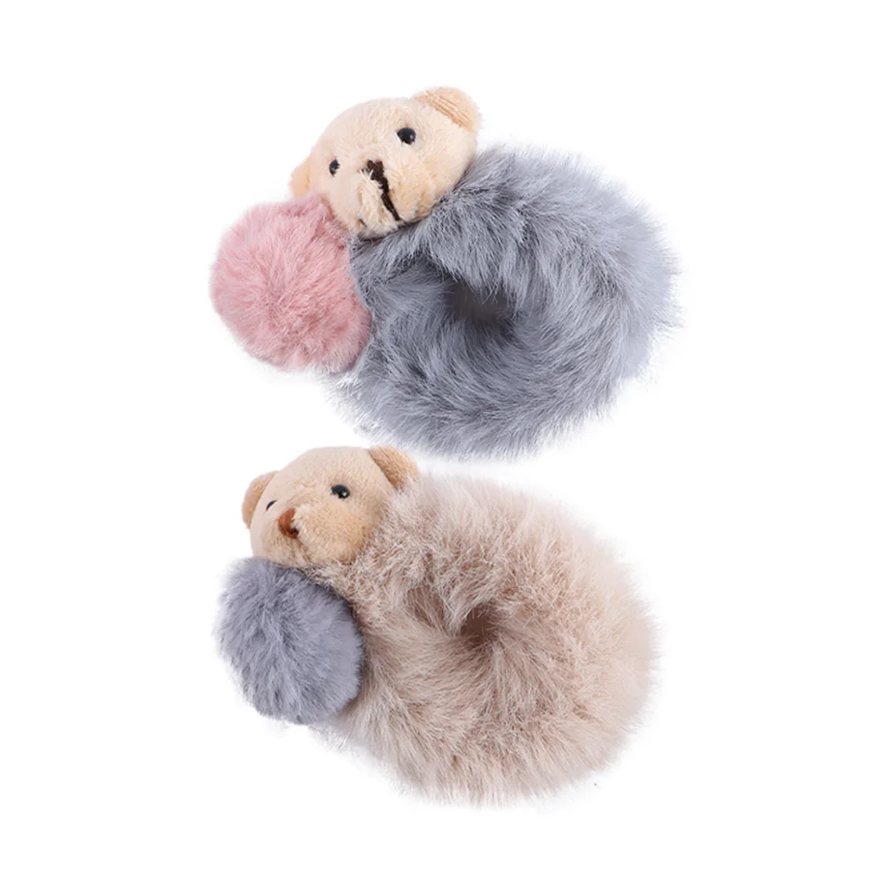 

Hair Tie New Scrunchie Elastic Lovely Plush Bear Ponytail Holder Hair Accessories Rubber Bands Hair Rope