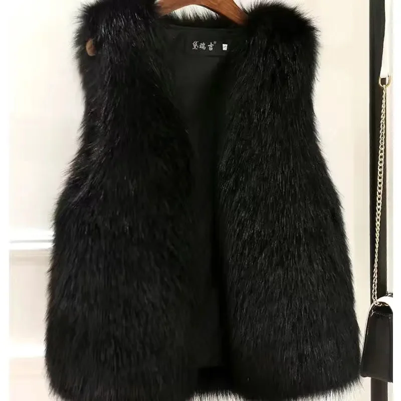 New Faux Fur Vest Spring Autumn Imitation Rabbit Hair Plush Tank Top Women Korean High End Sleeveless Waistcoat Ladies Vest Jack