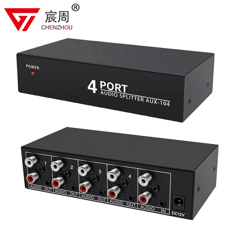 

Audio Splitter 1 In 4 Out RCA L/R Aux Stereo Audio Splitter 1X4 Audio Distributor For PC DVD Speaker Splitte