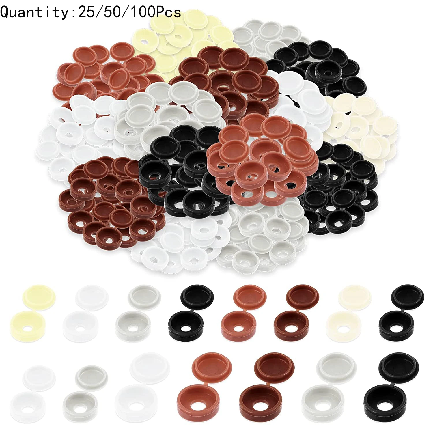 25/50/100pcsCoperchio a vite Tappi pieghevoli Bottone in plastica per mobili per auto Copertura decorativa autofilettante Prevenire la polvere Tappo a vite hardware