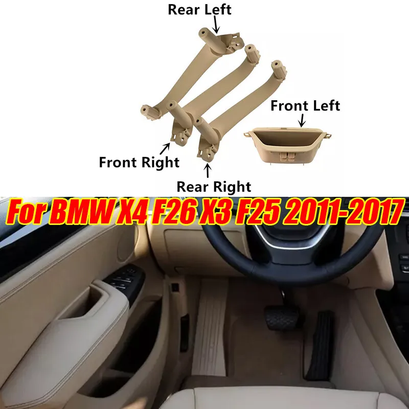 

Beige Interior Inner Door Handle Pull Trim Cover For BMW X4 F26 X3 F25 2011-2017