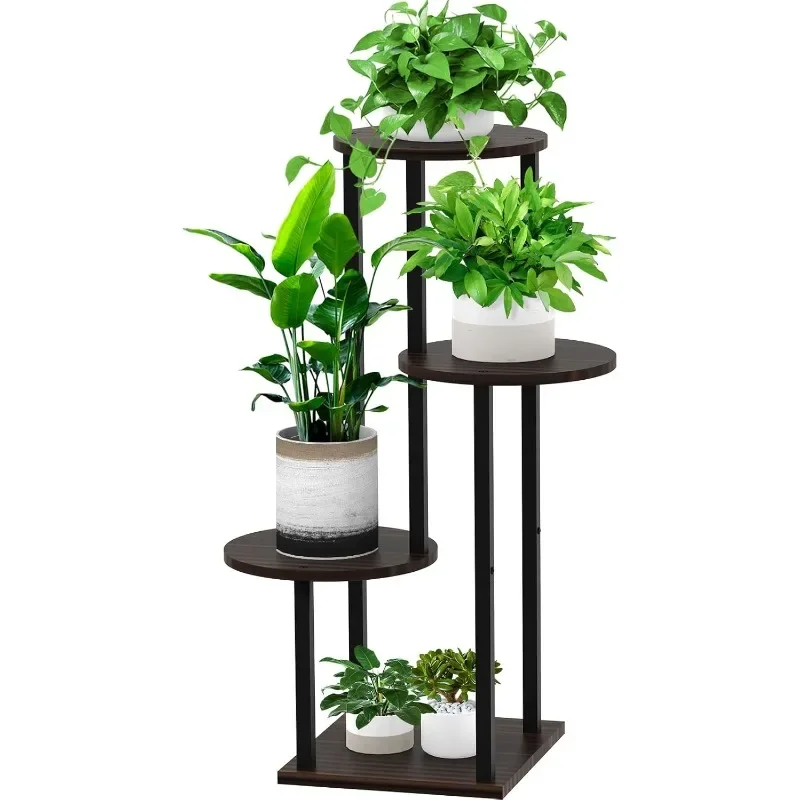 4-storey Wooden Tall Plant Stand Indoor Metal Stand, Multiple Pot Stands Corner Stands, Round Pot Stands, Display Stands Terrace