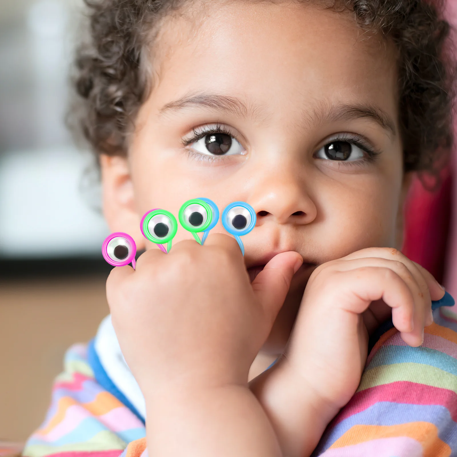 30Pcs Eyeball Finger Rings Colorful Rotate Big Eyes Finger Ring Puppets Creative Learning Kids Party Favor Gifts Interactive