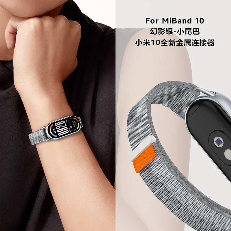 Tali Nilon untuk Mi Band 10 9 8 Tali Gelang Jam Tangan Pintar untuk Xiaomi Smart Band 8 Tali NFC Miband 9 Aksesori Pengganti Korea