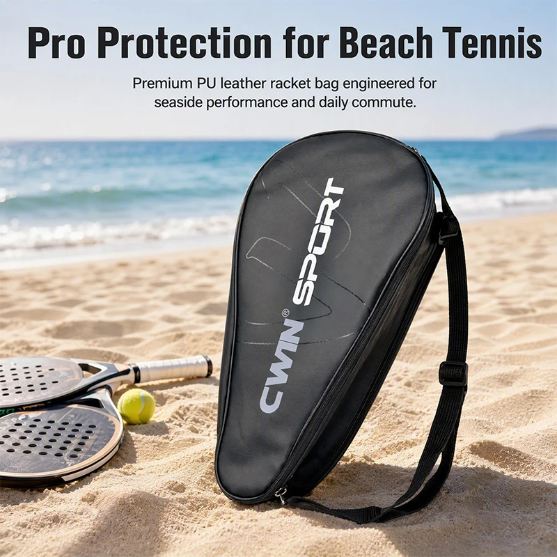 CWIN SPORT PU Leather Beach Tennis Racket Bag Waterproof Sandproof Padel Accessories Portable Racket Cover