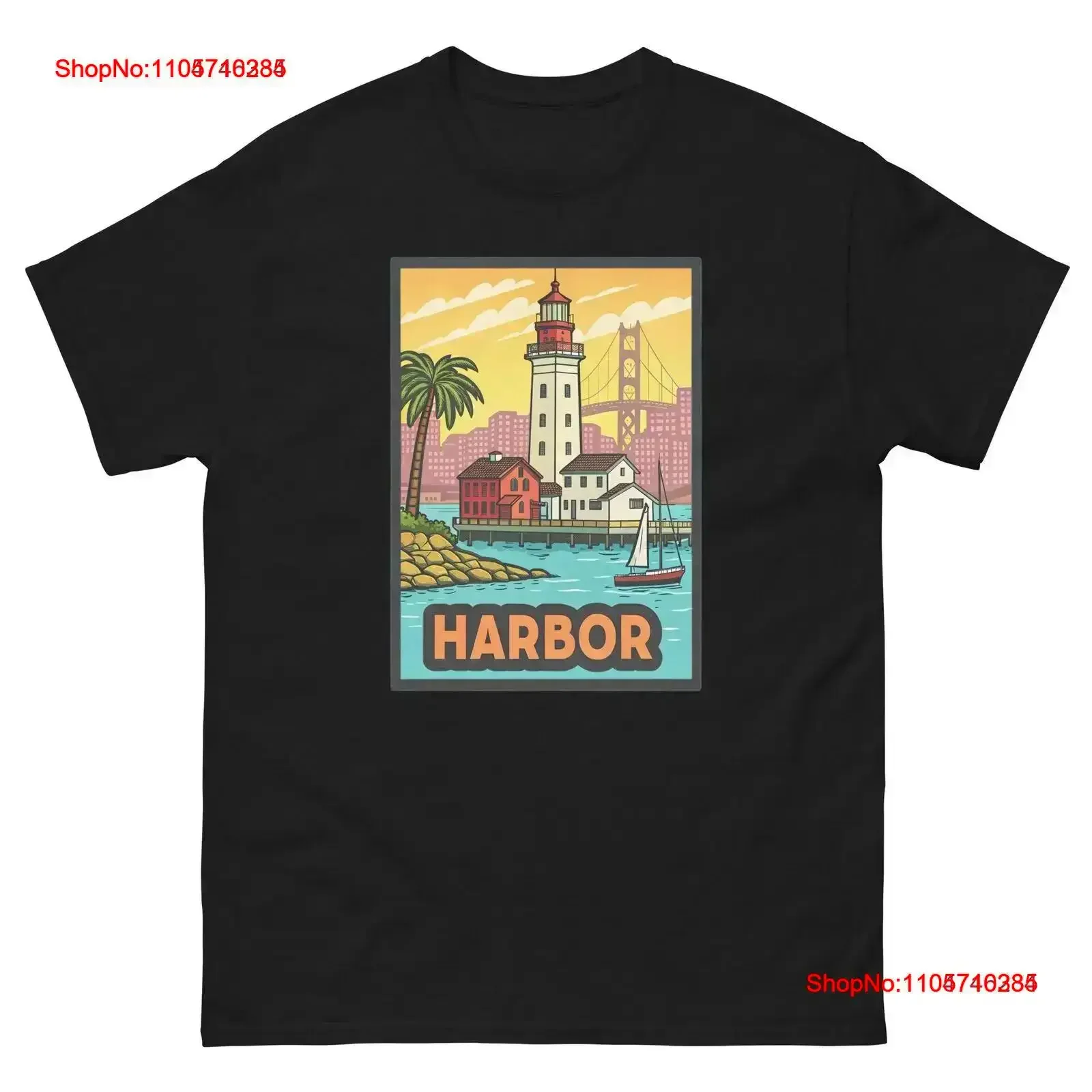 Harbor Geographical Landscape Location Scenery T Shirt vintage Washed homme Versatile Casual streetwear Stylish Stretched