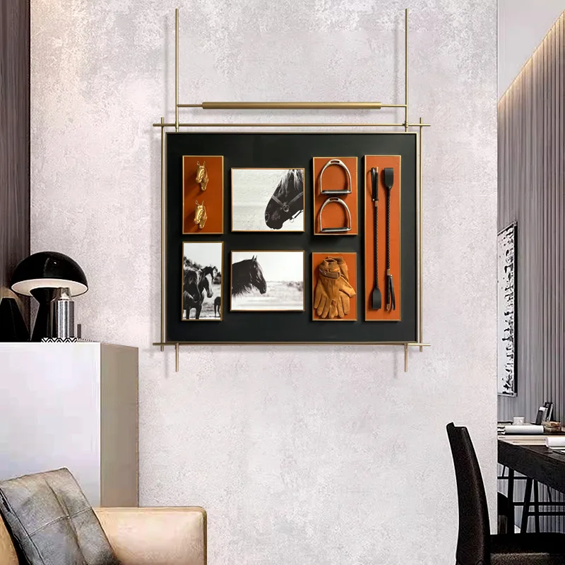 Equestrian theme decorative painting wall three-dimensional wall decoration wall decoration model room sales department art