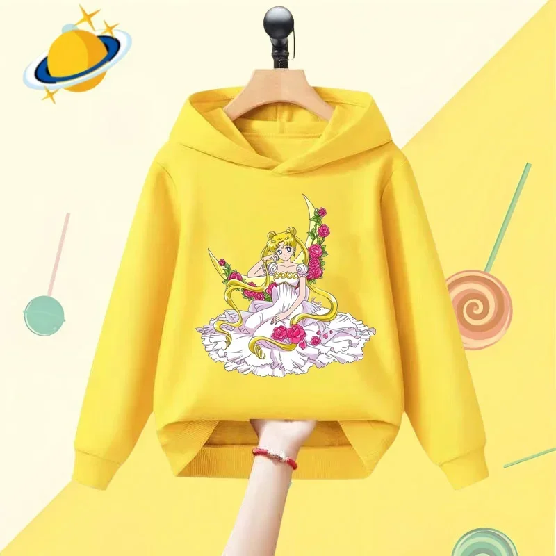 Sailor Moon Anime dziecięca bluza z kapturem gra nadruk kreskówkowy jesienno-zimowa bluza z długim rękawem chłopcy dziewczęta Kawaii top na co dzień