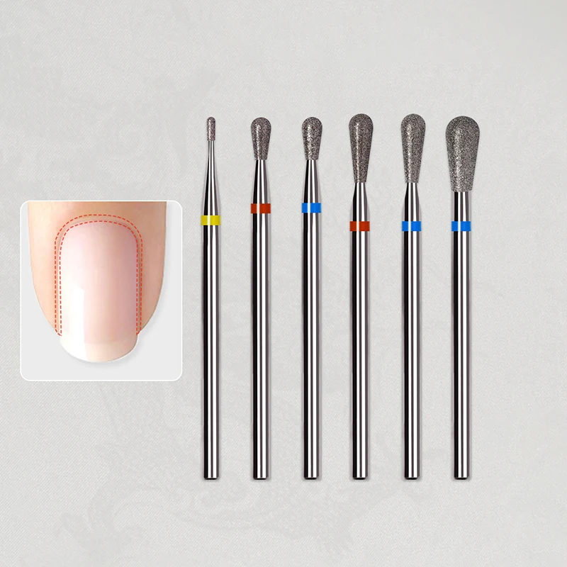 Cortador de fresa de unhas em forma de gota, brocas elétricas para manicure, pontas limpas de cutícula, polidor de rebarbas, acessórios, ferramentas para pedicure