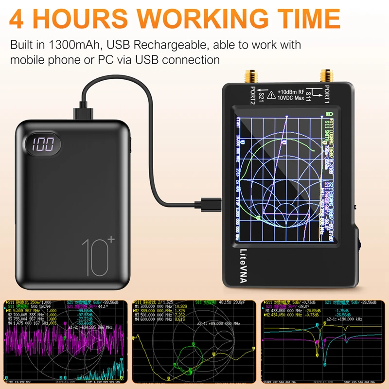 Litevna penganalisa antena portabel, Analyzer antena portabel 6Ghz VNA 2.8 inci LCDHF VHF UHF jaringan vektor UV pendek dengan baterai