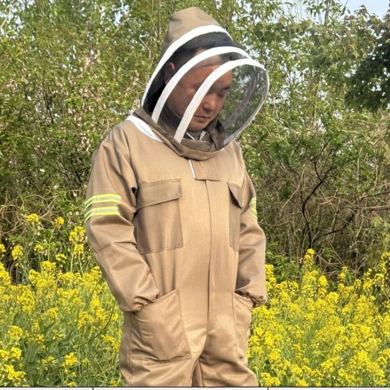 

Beekeeping Suit khaki Bee-proof Clothing Protective Beekeeper Breathable Honey Hat Clothes Apiculture Supplies