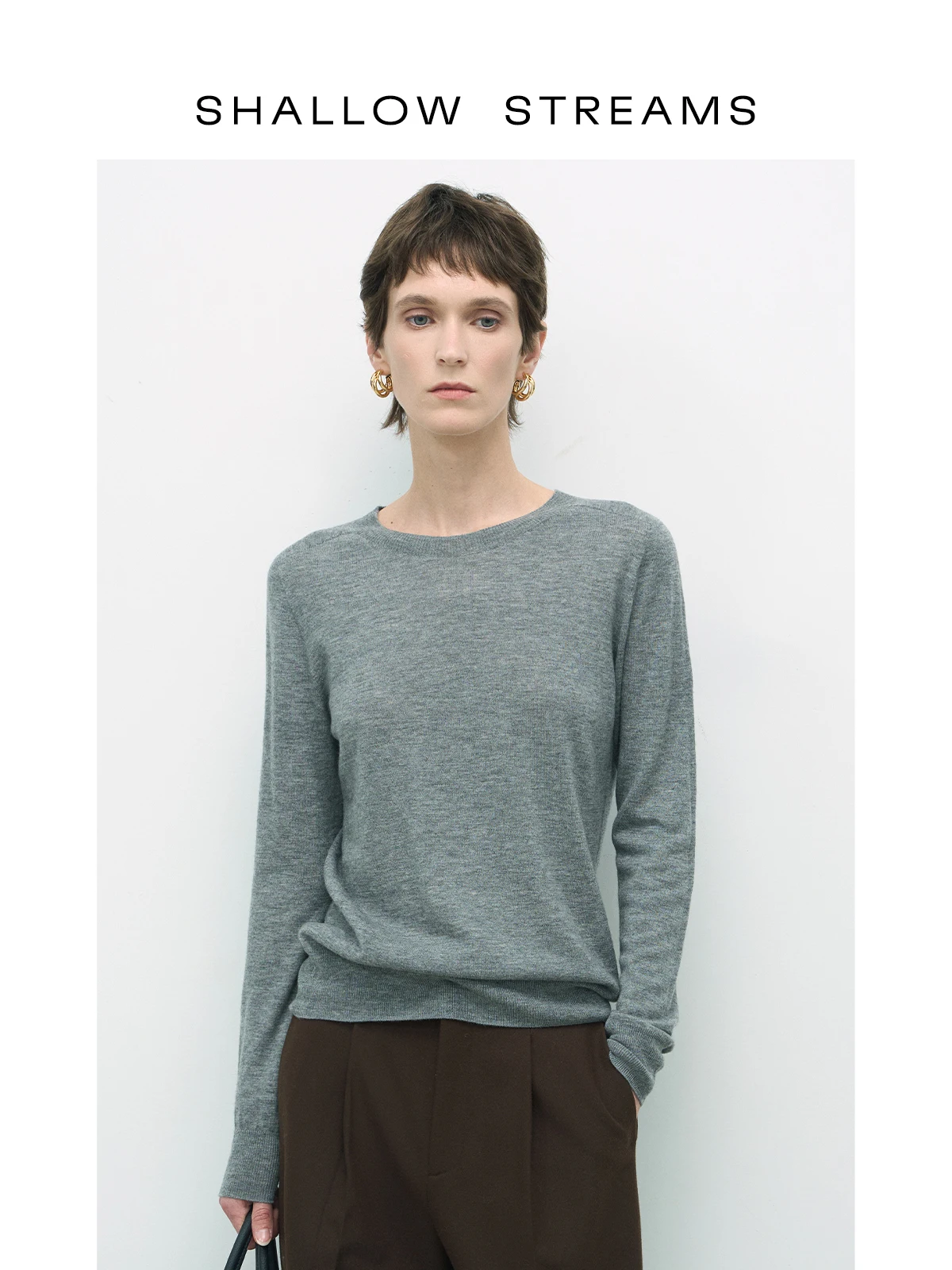 

Cloud Soft Pure Wool Knitted Sweater round Ne Women's Base irt Warm Top Casual Sle Loose Fit Long Sve Color