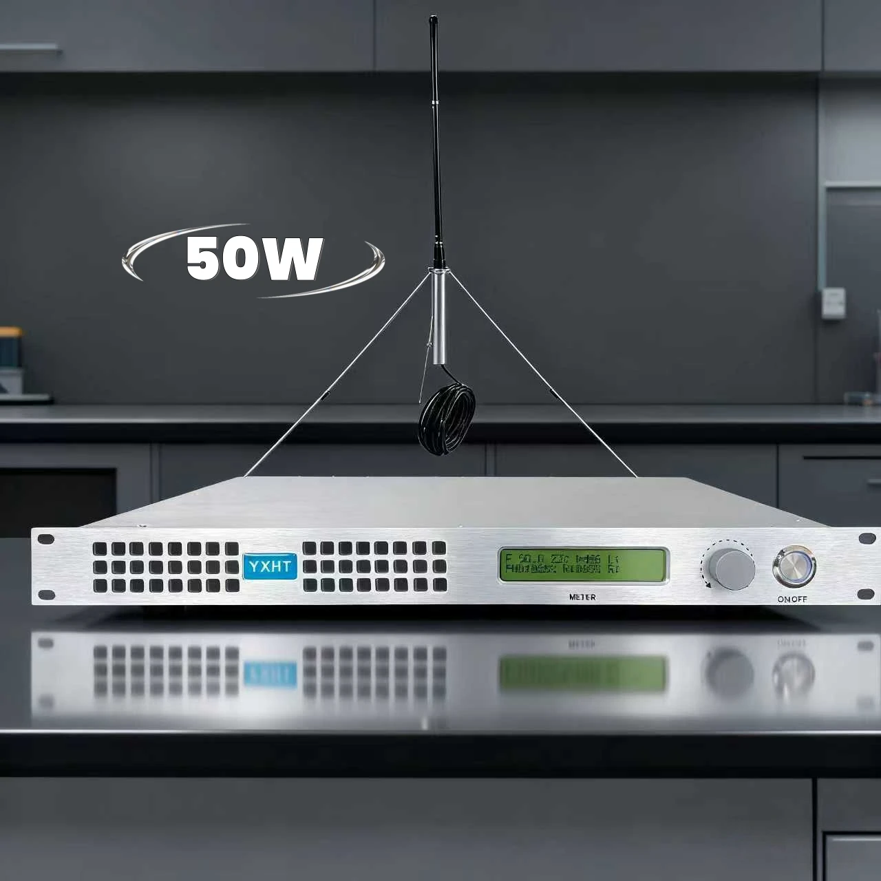 

YXHT-50W FM Transmitter 100-240V FM Transmitter Kit Stable & Long-Lasting, Knob Operation for School, Radio Station, Hospital